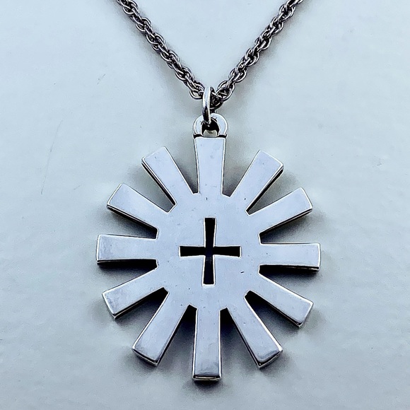 James Avery Retired HUGE Sterling SUNBURST CROSSLET Necklace